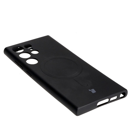 Etui silikonowe z pierścieniem magnetycznym Bizon Case Silicone Magnetic do Galaxy S23 Ultra, czarne