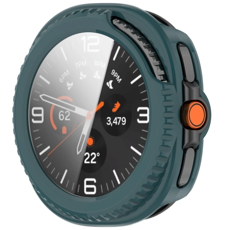 Etui ze szkłem do zegarka Bizon Case+Glass Watch do Samsung Galaxy Watch 8 Classic 46 mm, zielone