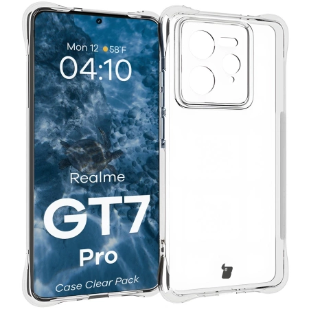 Elastyczne etui + 2x folia na ekran Bizon Case Clear Pack do Realme GT 7 Pro