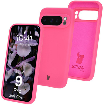 Silikonowe etui Bizon Soft Case do Google Pixel 9 Pro, neonowo-różowe