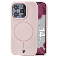 Silikonowe etui z pierścieniem magnetycznym Bizon Soft Case Magnetic do iPhone 14 Pro, jasnoróżowe