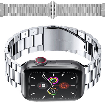 Pasek ze stali nierdzewnej Bizon Strap Watch Aura do Apple Watch 44/45/46/49 mm, srebrny