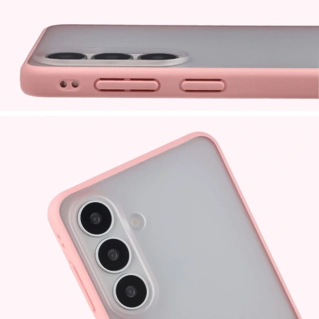 Etui Bizon Case Angelo do Galaxy S26 Plus, półprzezroczyste z jasnoróżową ramką