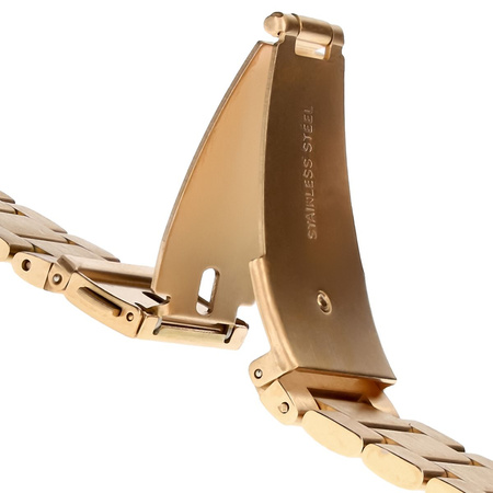 Pasek ze stali nierdzewnej do smartwatcha, Bizon Strap Watch Aura, QuickFit 20 mm, różowozłoty