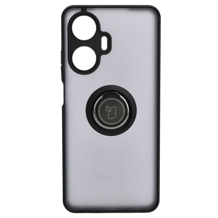 Etui z uchwytem na palec Bizon Case Hybrid Ring do Realme C55, przydymione z czarną ramką
