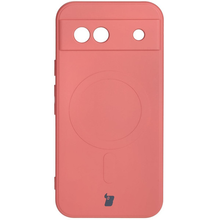 Silikonowe etui z pierścieniem magnetycznym Bizon Case Silicone Magnetic Sq do Google Pixel 8a, brudnoróżowe