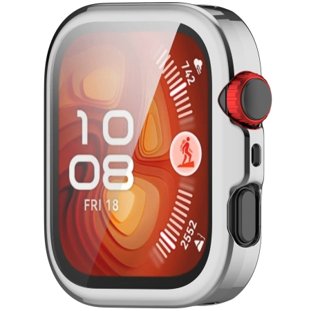 Etui z osłoną ekranu Bizon Case Watch Felipe do Huawei Watch Fit 4 Pro, srebrne