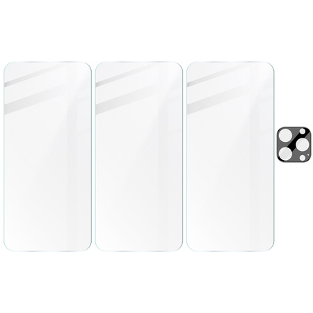 3x Szkło + szybka na aparat BIZON Clear 2 Pack do iPhone 15 Pro Max