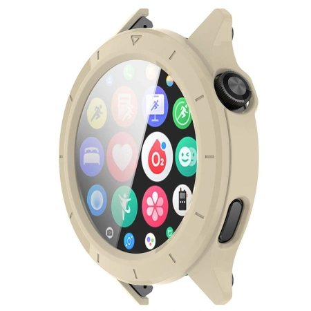 Etui ze szkłem do zegarka Bizon Case+Glass Watch do Xiaomi Watch S4, beżowe