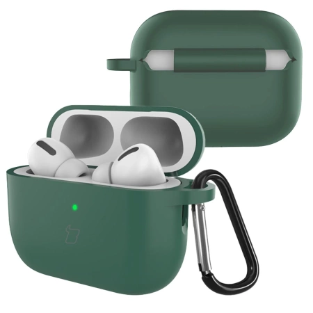 Silikonowe etui z karabińczykiem Bizon Case Headphone Silicone do AirPods 4, jasnozielone