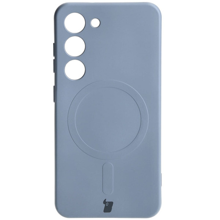 Etui silikonowe z pierścieniem magnetycznym Bizon Case Silicone Magnetic do Galaxy S23, szare