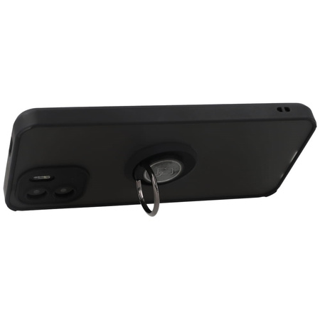 Etui z uchwytem na palec Bizon Case Hybrid Ring do Xiaomi Redmi A1, przydymione z czarną ramką