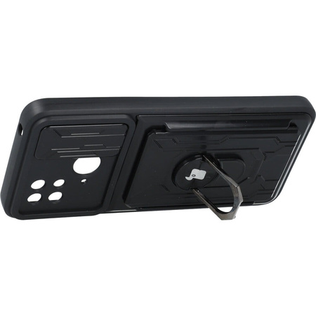 Etui Bizon Case Camshield Card Slot Ring do Xiaomi Redmi 10C, czarne