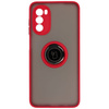 Etui z uchwytem na palec Bizon Case Hybrid Ring do Motorola Moto G52 / G82, przydymione z czerwoną ramką
