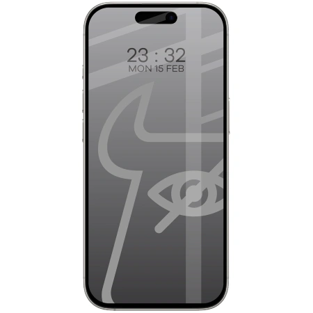 Prywatyzujące szkło hartowane Bizon Glass Edge Shadow do iPhone 16 Pro, przyciemniane z czarną ramką