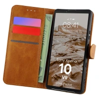 Etui z klapką Bizon Case Pocket do Sony Xperia 10 VII, brązowe