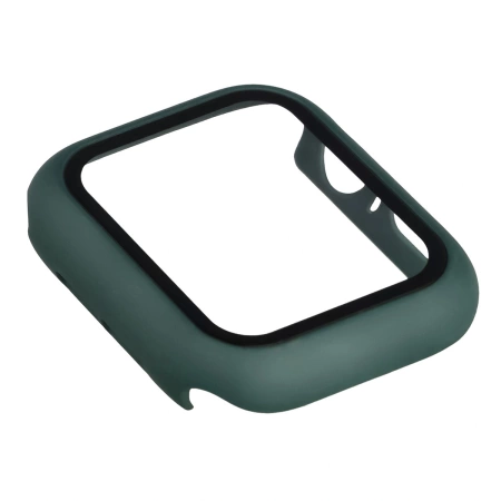 Etui ze szkłem do zegarka Bizon Case Watch Adamo do Apple Watch SE 3 / SE 2 / SE / 6 / 5 / 4 (40 mm), matowe ciemnozielone