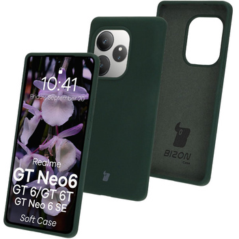 Silikonowe etui Bizon Soft Case do Realme GT 6 / 6T / Neo 6 / Neo 6 SE, ciemnozielone