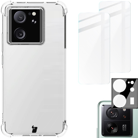 Etui + 2x szkło hartowane + szkiełko na obiektyw Bizon Case Clear Pack do Xiaomi 13T / 13T Pro