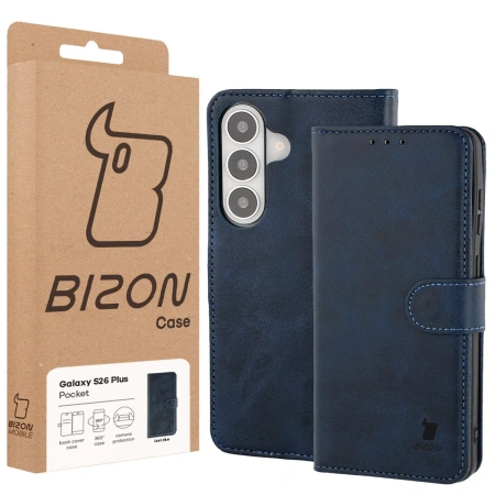 Etui z klapką Bizon Case Pocket do Galaxy S26 Plus, granatowe