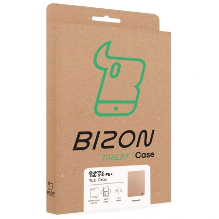 Etui z klapką Bizon Case Tab Croc do Galaxy Tab S10 FE Plus, różowozłote
