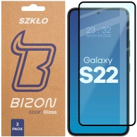 Szkło hartowane Bizon Glass Edge Duo do Galaxy S22, czarna ramka, 2 sztuki