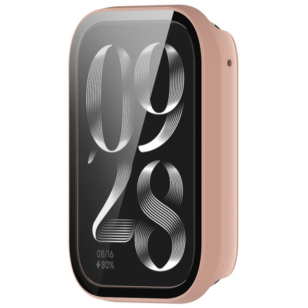 Etui ze szkłem do zegarka Bizon Case Watch Adamo do Xiaomi Mi Smart Band 9 Pro, różowe