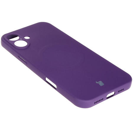 Silikonowe etui z pierścieniem magnetycznym Bizon Case Silicone Magnetic do iPhone 16, śliwkowe