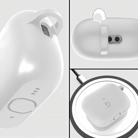 Silikonowe etui z karabińczykiem Bizon Case Headphone Silicone do AirPods Pro 3, białe