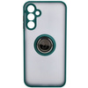 Etui z uchwytem na palec Bizon Case Hybrid Ring do Galaxy A15 5G/4G, przydymione z ciemnozieloną ramką