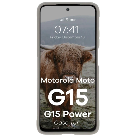 Pancerne etui Bizon Case Tur do Motorola Moto G15 / G15 Power, jasnoszare