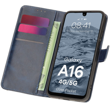 Etui z klapką Bizon Case Pocket do Galaxy A16 4G/5G, granatowe