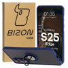 Etui z uchwytem na palec Bizon Case Hybrid Ring do Galaxy S25 Edge, przydymione z granatową ramką