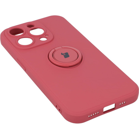 Etui Bizon Case Silicone Ring Sq do iPhone 14 Pro, brudny róż