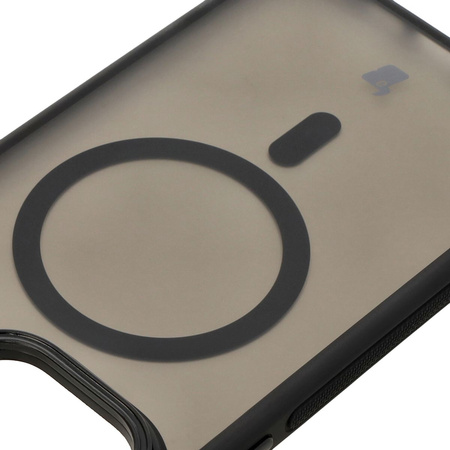 Etui z podstawką i pierścieniem magnetycznym Bizon Case Eclipse do iPhone 14 Pro Max, przydymione z czarną ramką