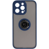 Etui z uchwytem na palec Bizon Case Hybrid Ring do iPhone 14 Pro Max, przydymione z granatową ramką