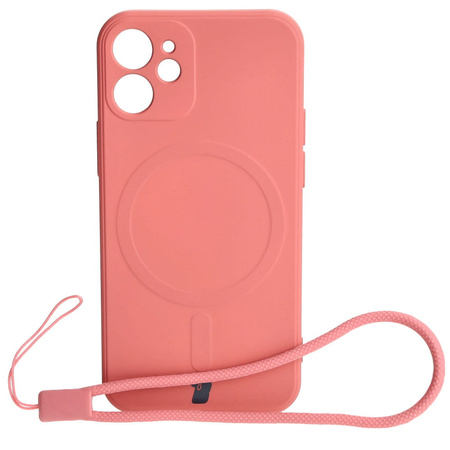 Etui Bizon Case Silicone Magnetic Sq do Apple iPhone 12 Mini, brudny róż