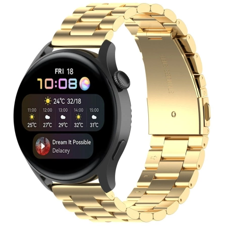 Pasek ze stali nierdzewnej do smartwatcha, Bizon Strap Watch Aura, QuickRelease 20 mm, złoty