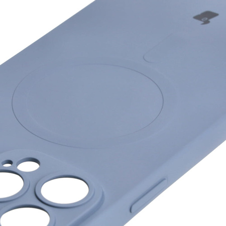 Etui silikonowe z pierścieniem magnetycznym Bizon Case Silicone Magnetic do iPhone 14 Pro Max, szare