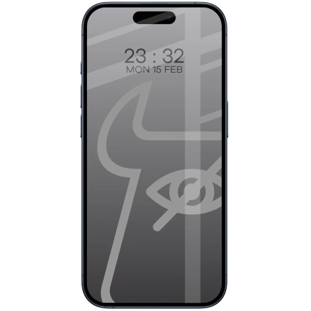 Prywatyzujące szkło hartowane Bizon Glass Edge Shadow Duo do iPhone 15 Pro, przyciemniane z czarną ramką, 2 sztuki