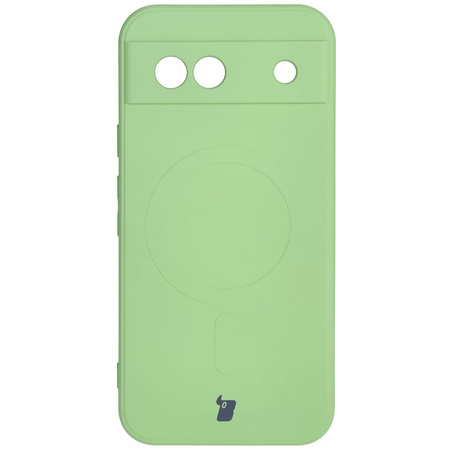 Silikonowe etui z pierścieniem magnetycznym Bizon Case Silicone Magnetic Sq do Google Pixel 8a, jasnozielone