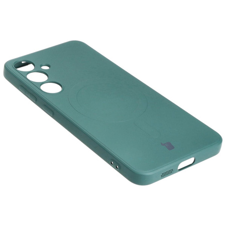 Etui Bizon Case Silicone Magnetic Sq do Galaxy S24 Plus, ciemnozielone