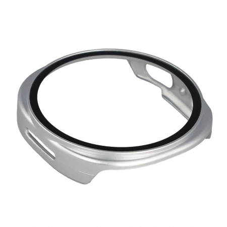 Etui ze szkłem do zegarka Bizon Case Watch Adamo do Samsung Galaxy Watch 8 44 mm, srebrne