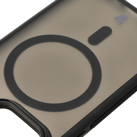 Etui z podstawką i pierścieniem magnetycznym Bizon Case Eclipse do iPhone 13 Pro, przydymione z czarną ramką