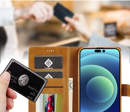 Etui Bizon Case Wallet do iPhone 14 Pro, jasnobrązowe