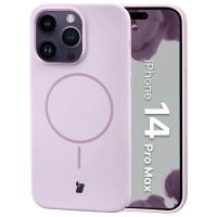 Silikonowe etui z pierścieniem magnetycznym Bizon Soft Case Magnetic do iPhone 14 Pro Max, jasnofioletowe