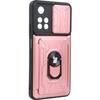 Etui Bizon Case Camshield Card Slot Ring do Xiaomi Redmi Note 11 Pro+ 5G, jasnoróżowe