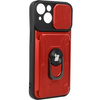 Etui Bizon Case Camshield Card Slot Ring do iPhone 14, czerwone