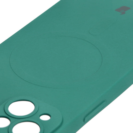Etui silikonowe z pierścieniem magnetycznym Bizon Case Silicone Magnetic do iPhone 14, ciemnozielone