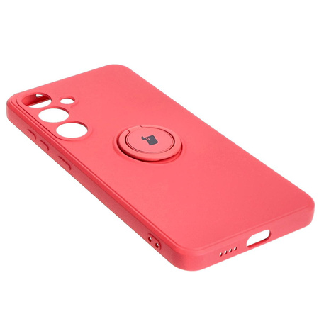 Etui Bizon Case Silicone Ring Sq do Galaxy S24 Plus, brudny róż